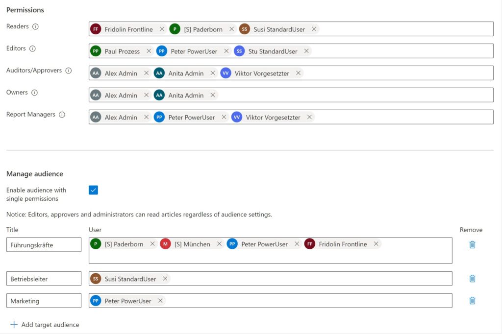 Adminconsole von SmartStash für Berechtigungen und Zielgruppen-Management